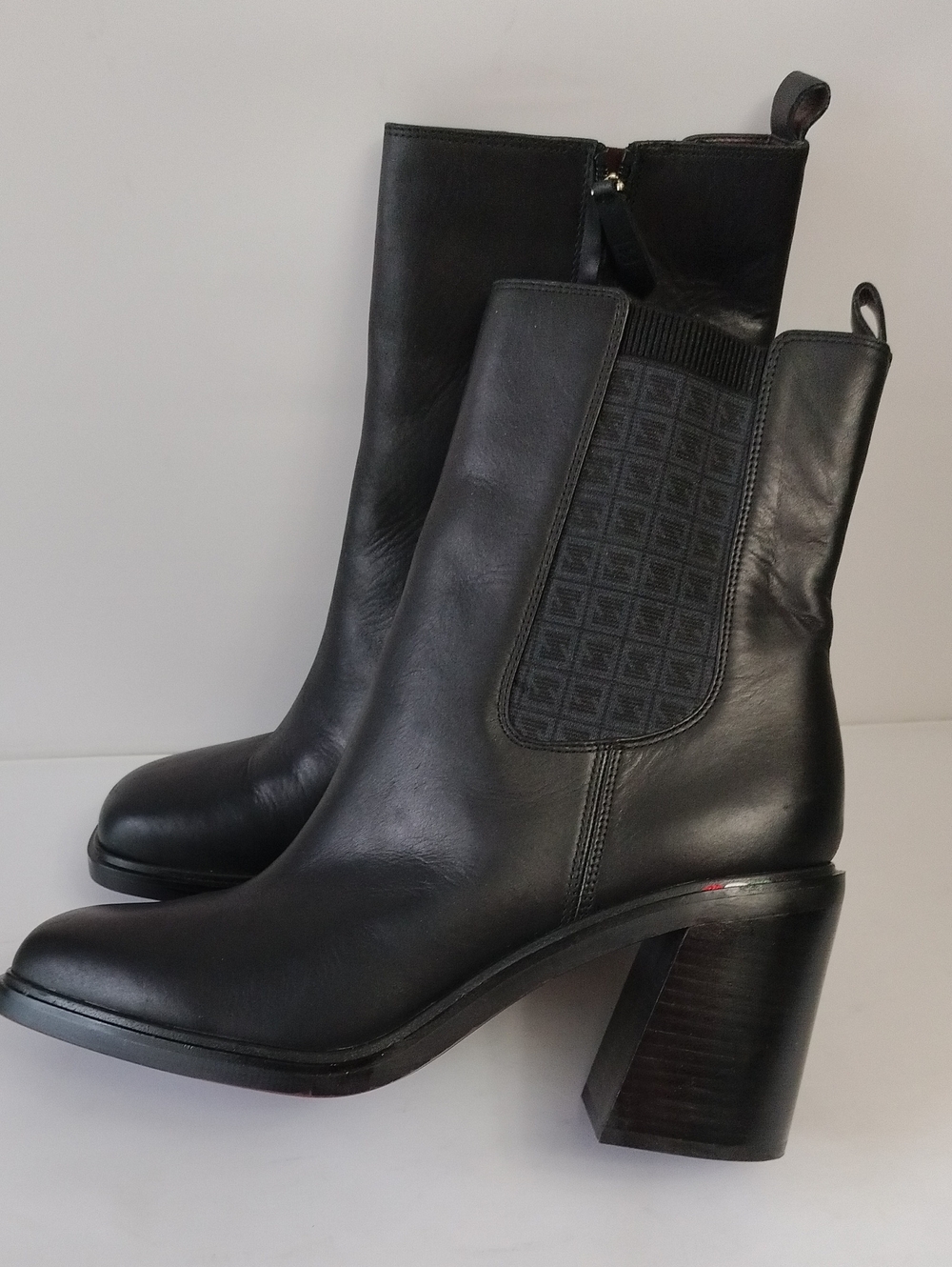 SARTO Paula Women's Size 11 Black Leather Stacked Block Heel Zip Ankle Boots 🖤